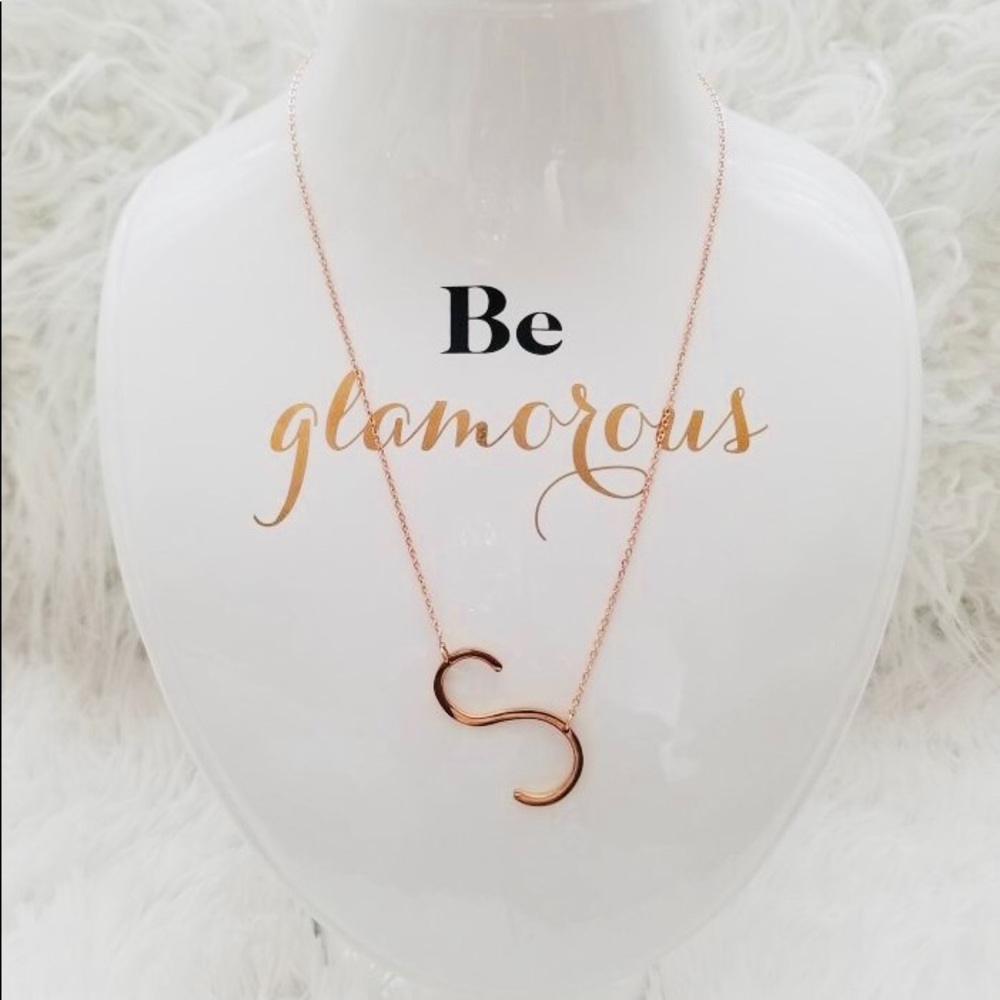 Large “S” Rose Gold Letter Initial Necklace🎁